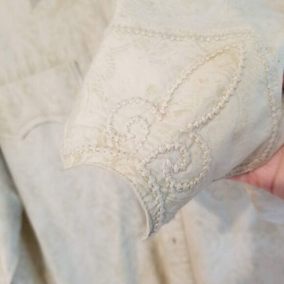 Howe Cream Tan Cotton Men's Embroidered Western Button Down Shirt XL - Picture 8 of 11